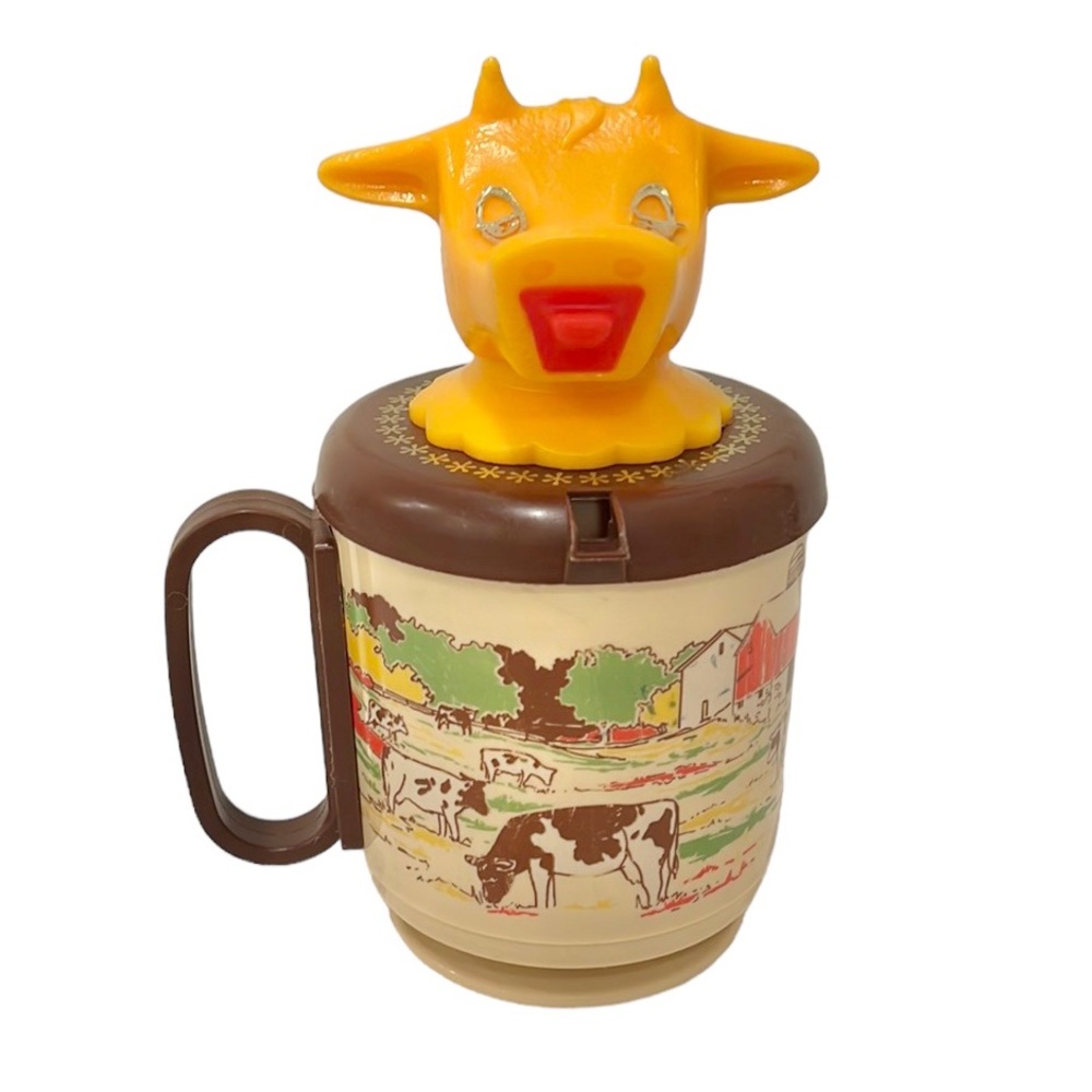 Vintage Whirley Cow Farm Plastic Cup
